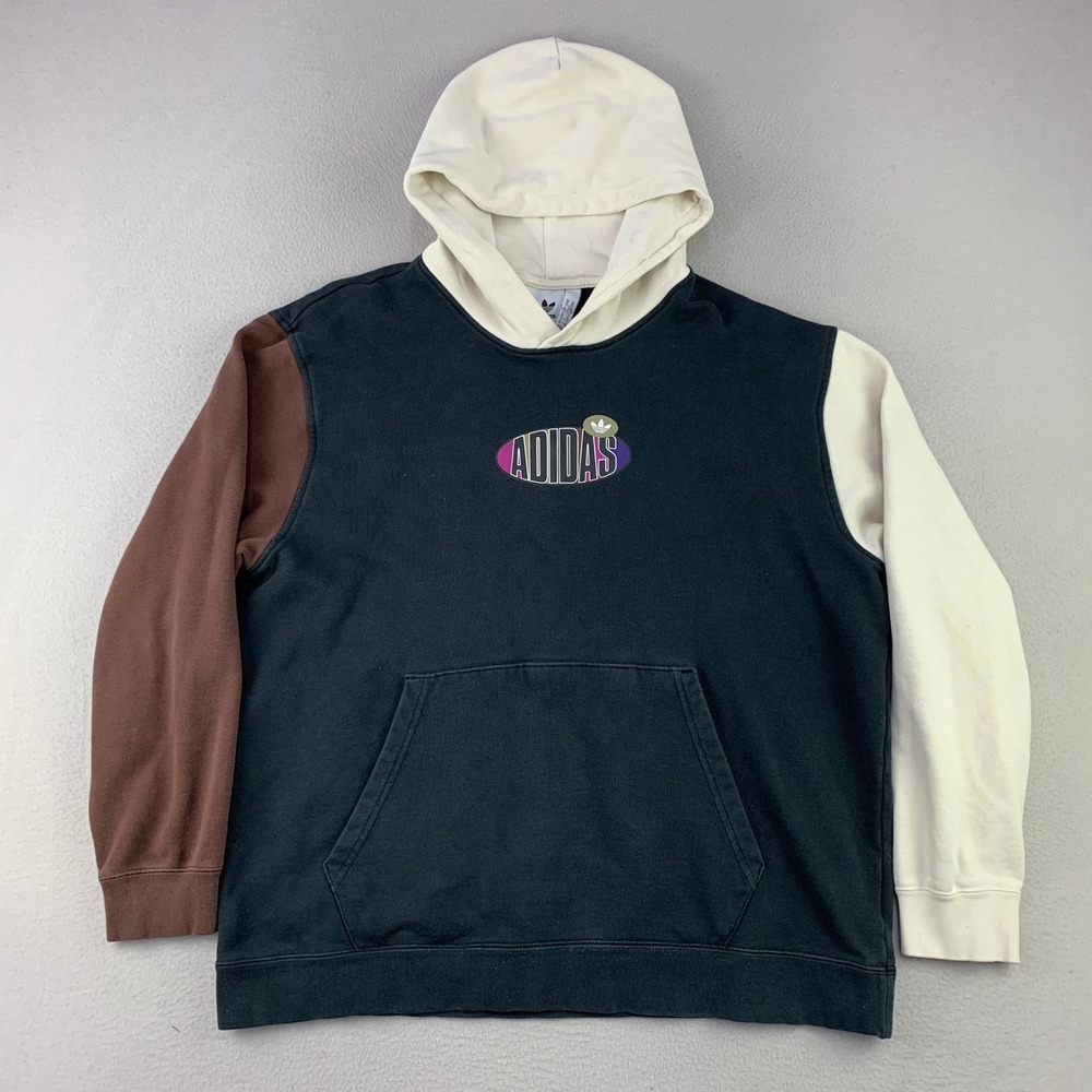 Adidas Trefoil Area 33‎ Hoodie Mens XL Retro Colorblock Logo Pullover Sweatshirt